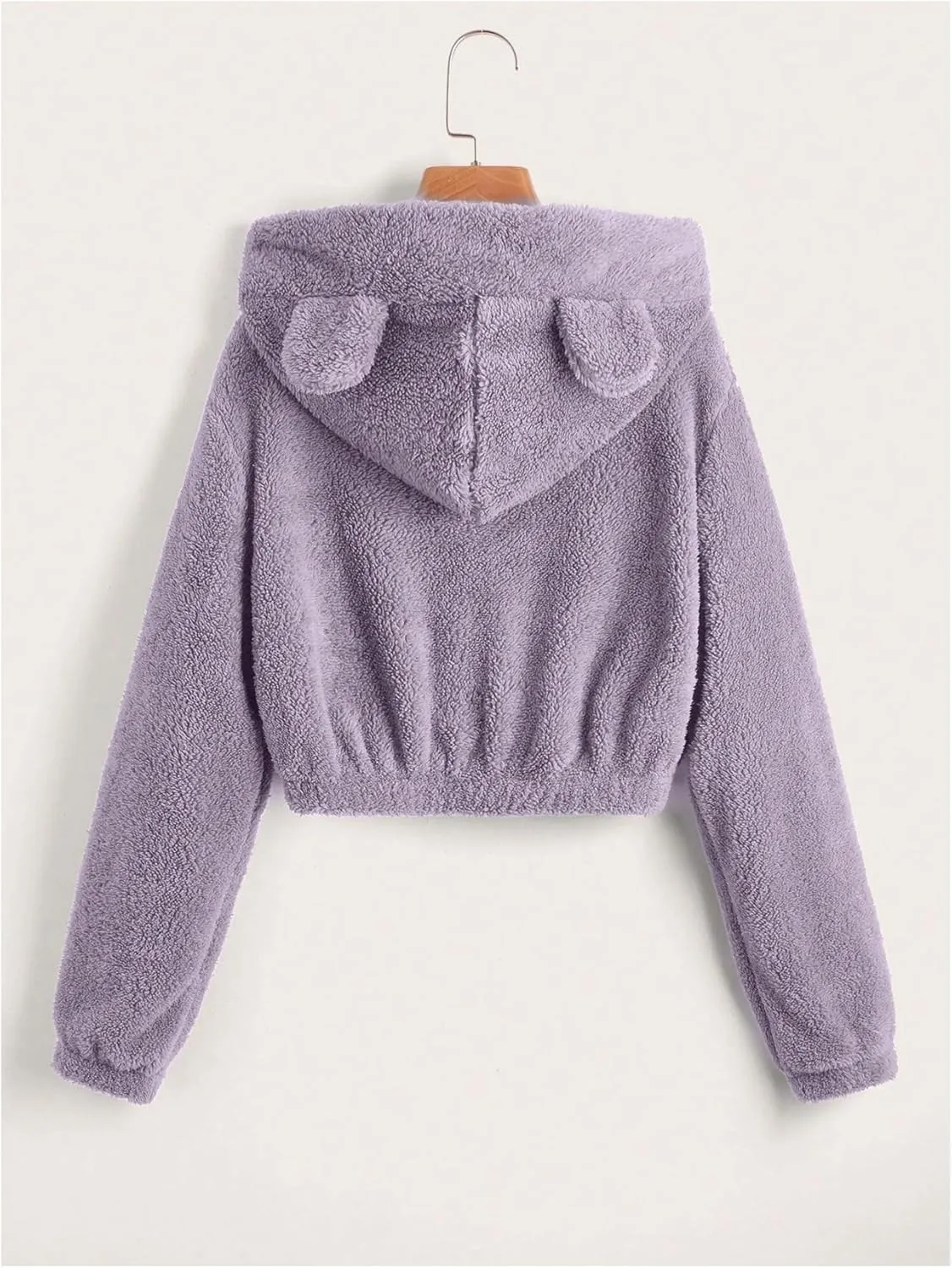SOLY HUX Women's Cropped Hoodies Long Sleeve Bear Fuzzy Sweatshirt Cute fleece Pullover Tops Teen Girls Preppy hoodie