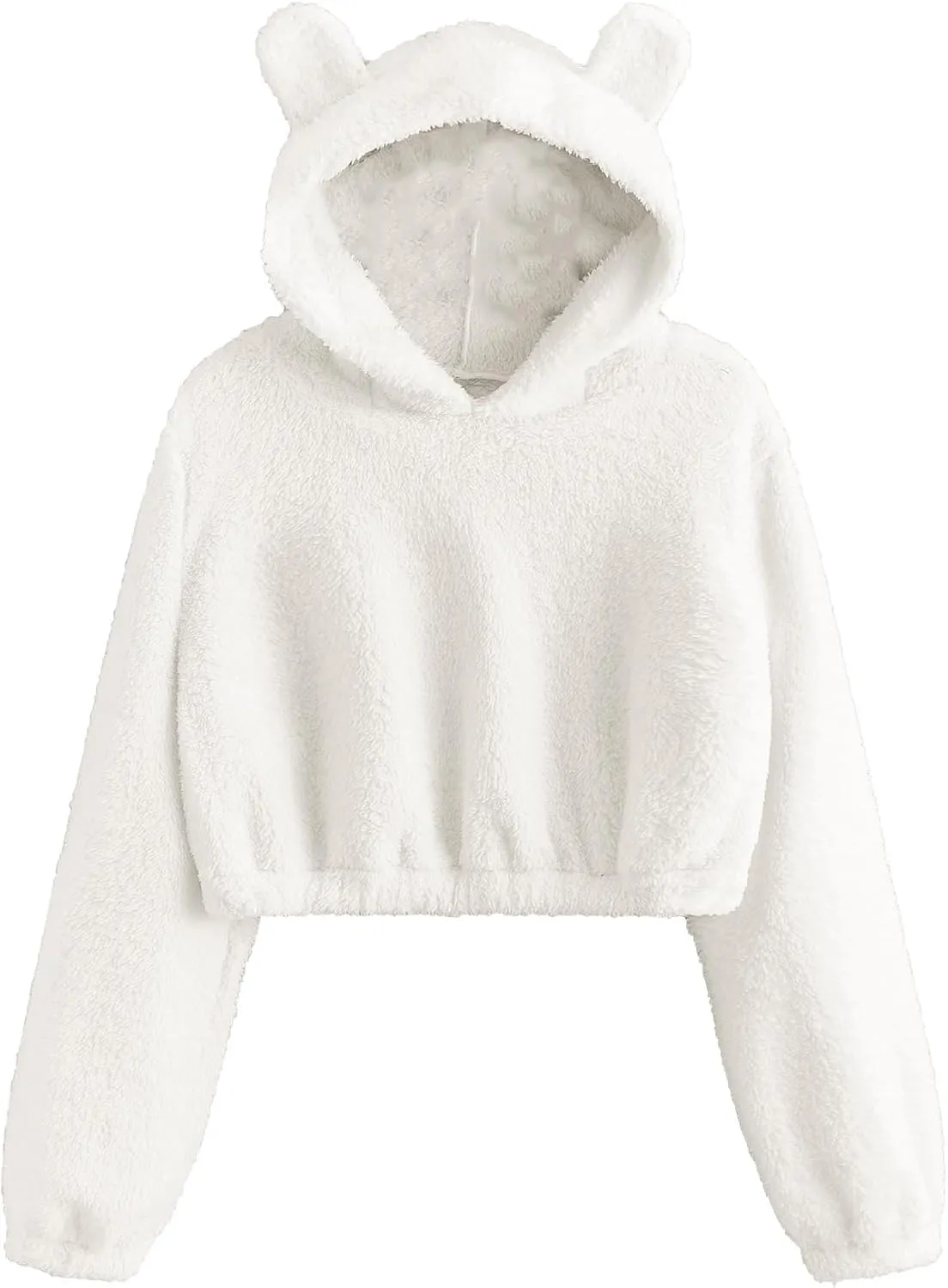 SOLY HUX Women's Cropped Hoodies Long Sleeve Bear Fuzzy Sweatshirt Cute fleece Pullover Tops Teen Girls Preppy hoodie
