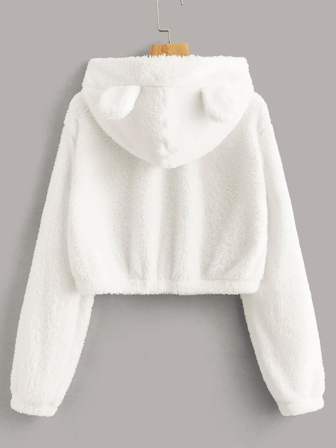 SOLY HUX Women's Cropped Hoodies Long Sleeve Bear Fuzzy Sweatshirt Cute fleece Pullover Tops Teen Girls Preppy hoodie