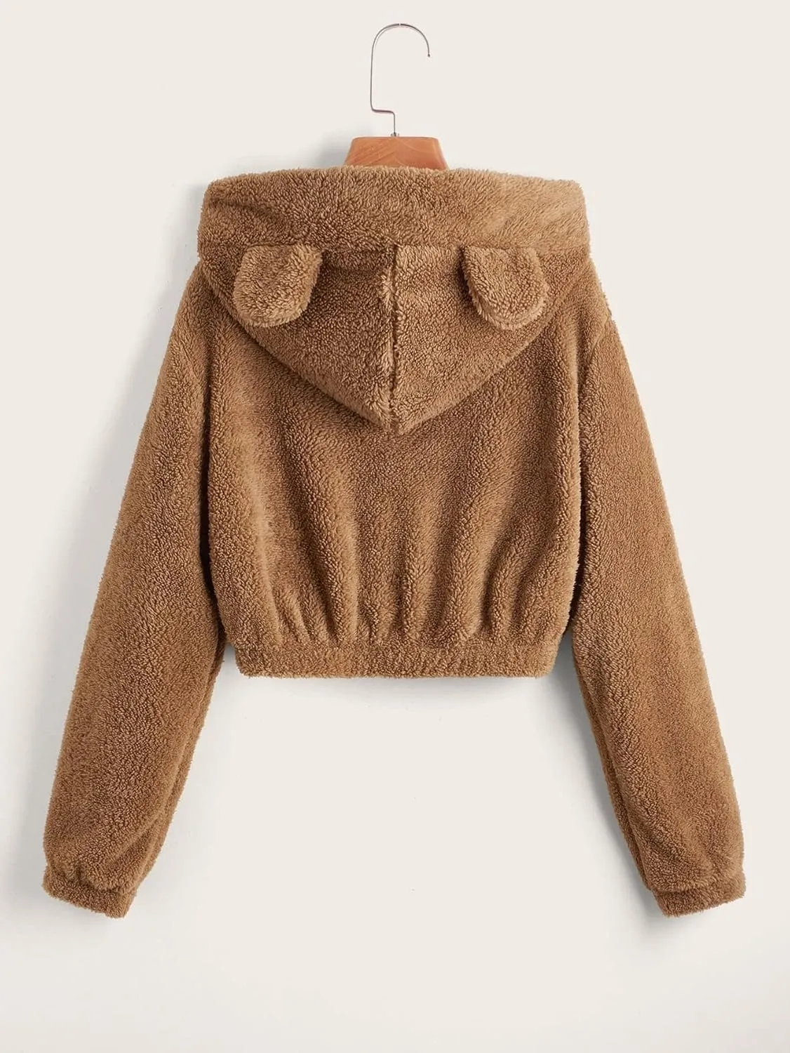 SOLY HUX Women's Cropped Hoodies Long Sleeve Bear Fuzzy Sweatshirt Cute fleece Pullover Tops Teen Girls Preppy hoodie