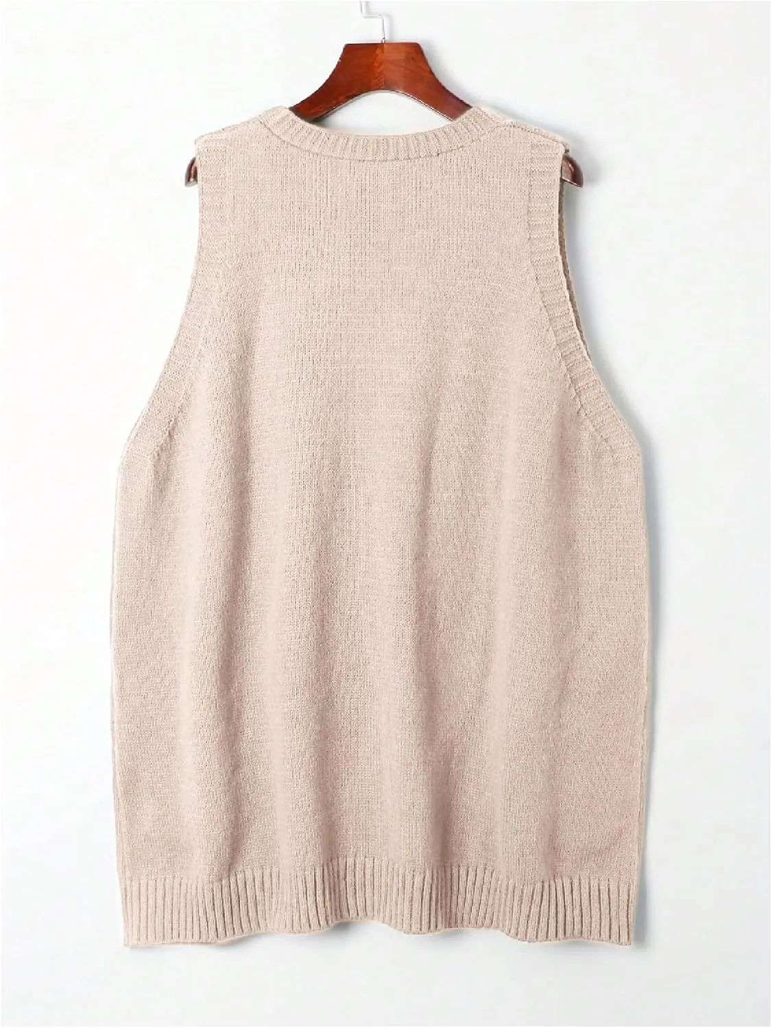SOLY HUX Women's Plus Size Sweater Vest V Neck Sleeveless Loose Fit Knit Pullover Tank Tops with Pockets