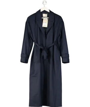 Stel Blue Belted Longline Relaxed Coat UK 8