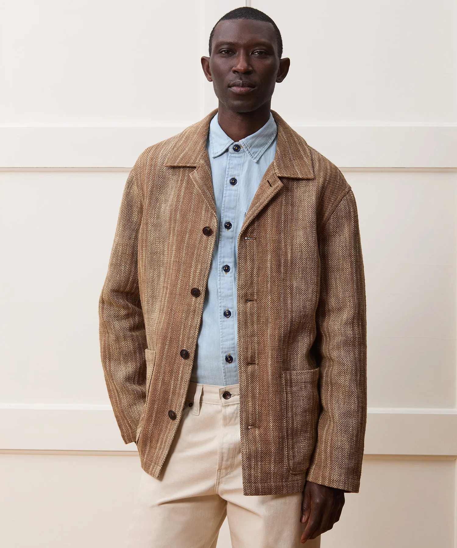 Striped Linen Caf Jacket