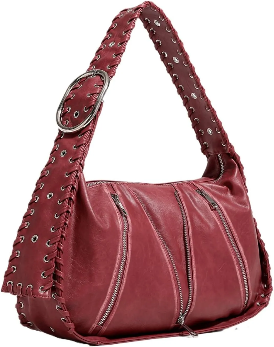 Studded Purse Y2k Hobo Bag Vegan Leather Bag Red Purse Large Tote Bag for Women Streetwear 2000s Purse