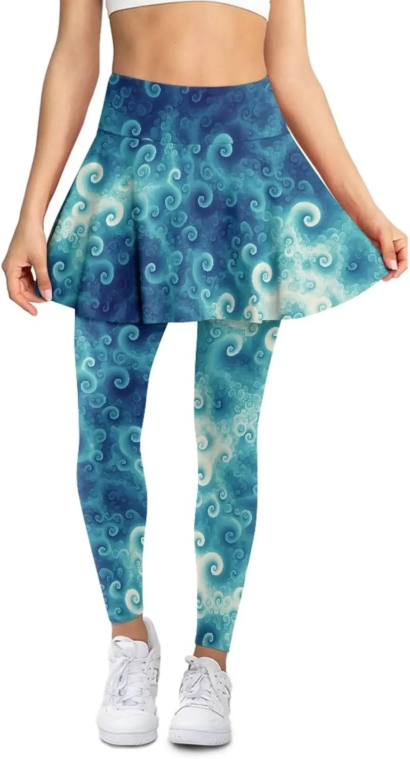 Sunflower Summer Gym Workout Outfits Leggings, Skull Yoga Running Casual Golf Tennis Legging High Waisted Skirts