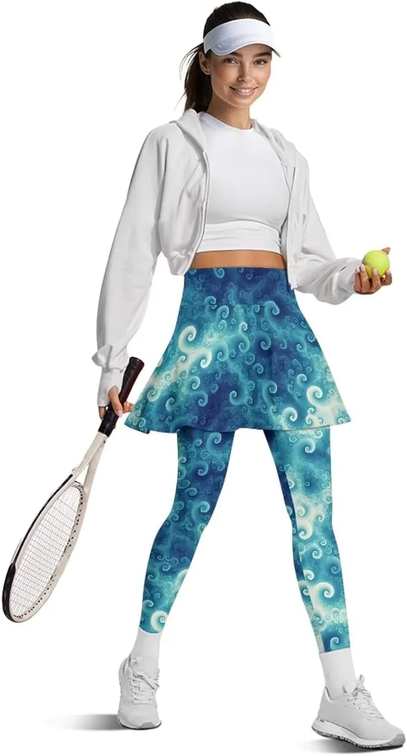 Sunflower Summer Gym Workout Outfits Leggings, Skull Yoga Running Casual Golf Tennis Legging High Waisted Skirts