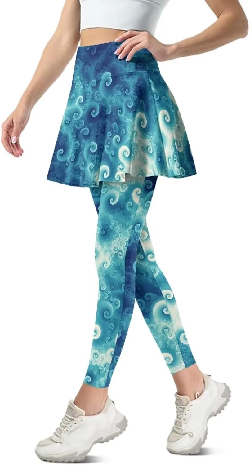 Sunflower Summer Gym Workout Outfits Leggings, Skull Yoga Running Casual Golf Tennis Legging High Waisted Skirts