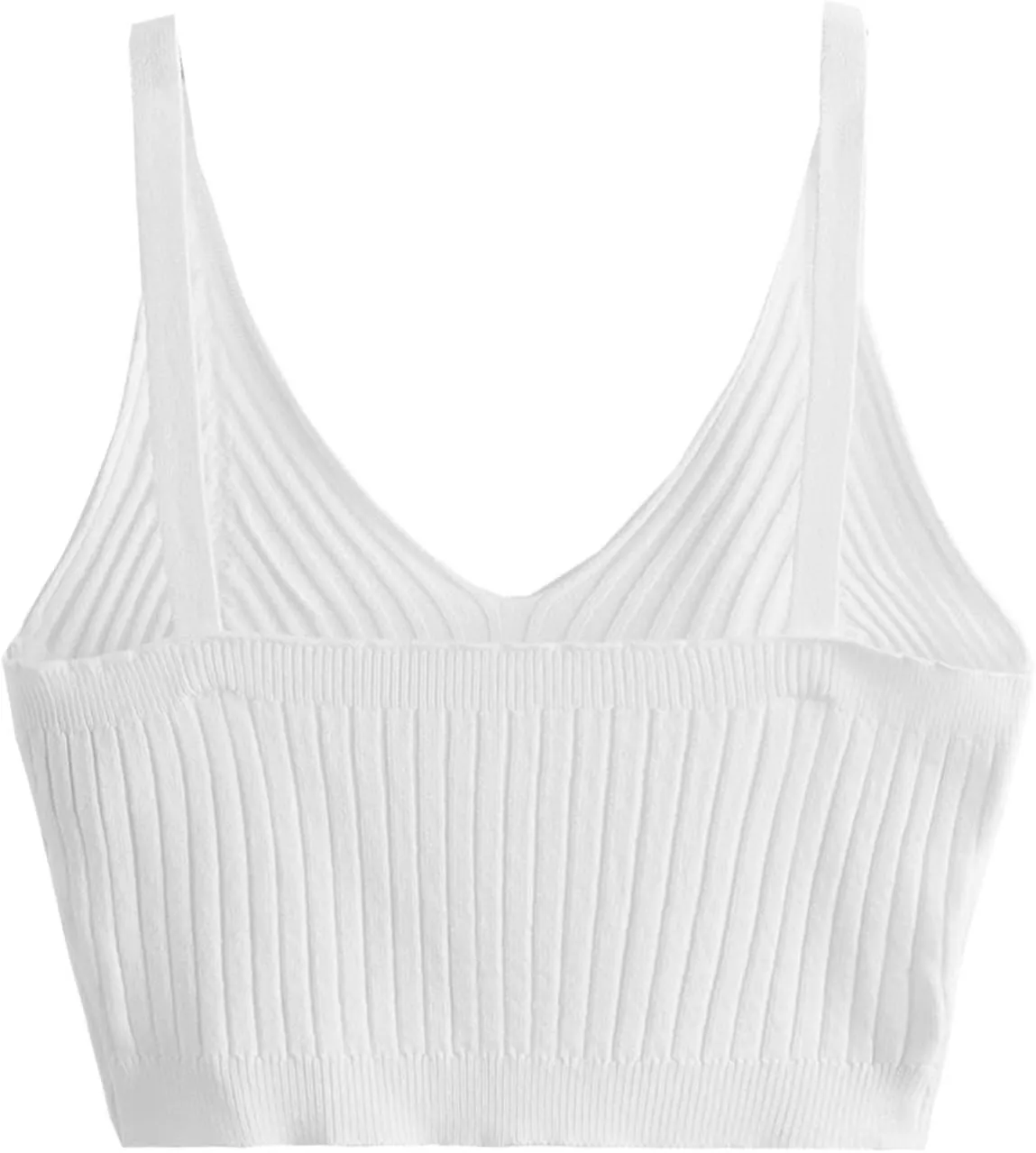SweatyRocks Women's V Neck Crop Cami Top Ribbed Knit Spaghetti Strap Sleeveless Vest