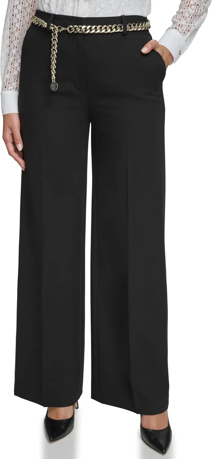 Tommy Hilfiger Women's Belted Wide Leg Pants
