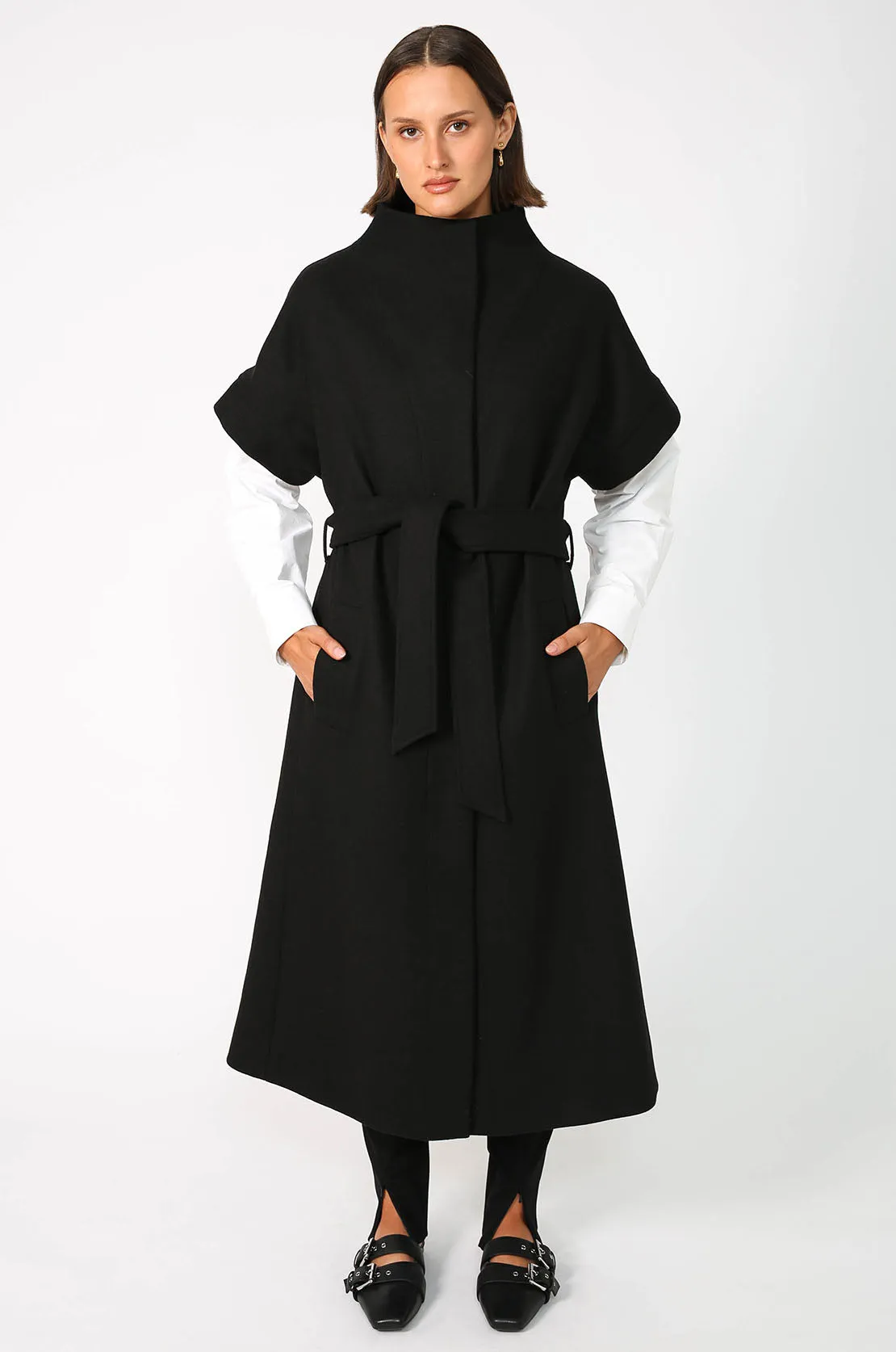 tunnelled coat / black