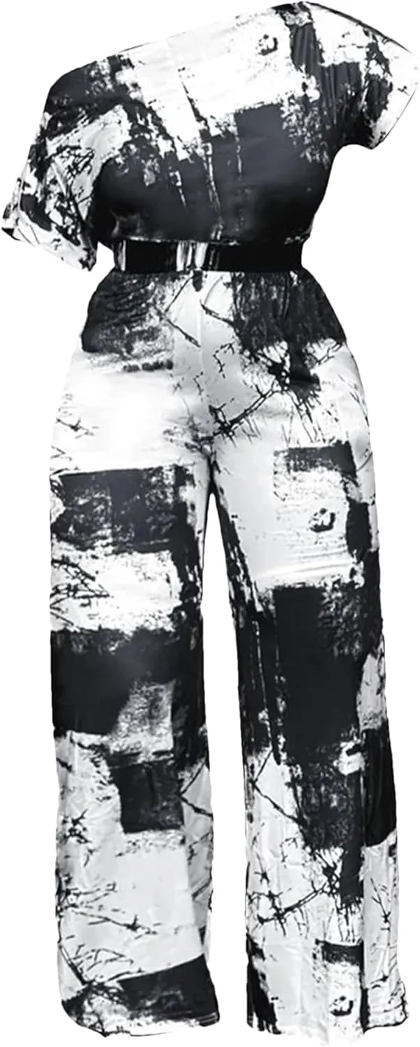 UIOKLMJH Women Print Straight Leg Jumpsuit Casual Elegant Birthday Bodysuits