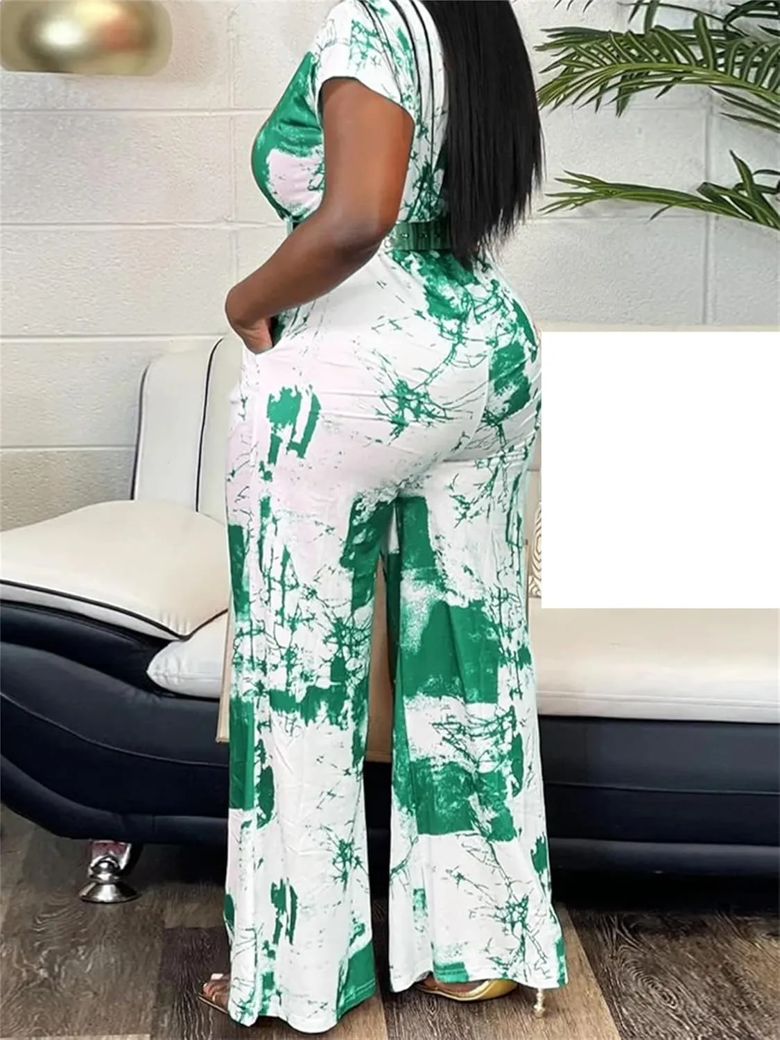 UIOKLMJH Women Print Straight Leg Jumpsuit Casual Elegant Birthday Bodysuits