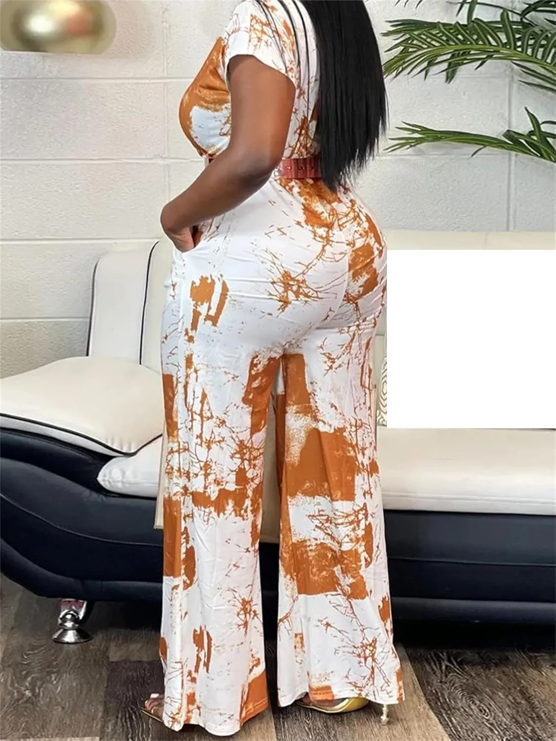 UIOKLMJH Women Print Straight Leg Jumpsuit Casual Elegant Birthday Bodysuits