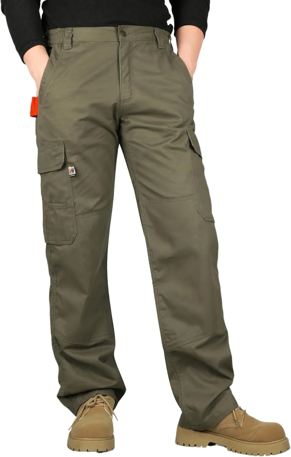 VATRENUS Men's FR Cargo Pants Flame Resistant Pants Lightweight 7.5oz 100% Cotton Fire Retardant Elastic Waist Pants