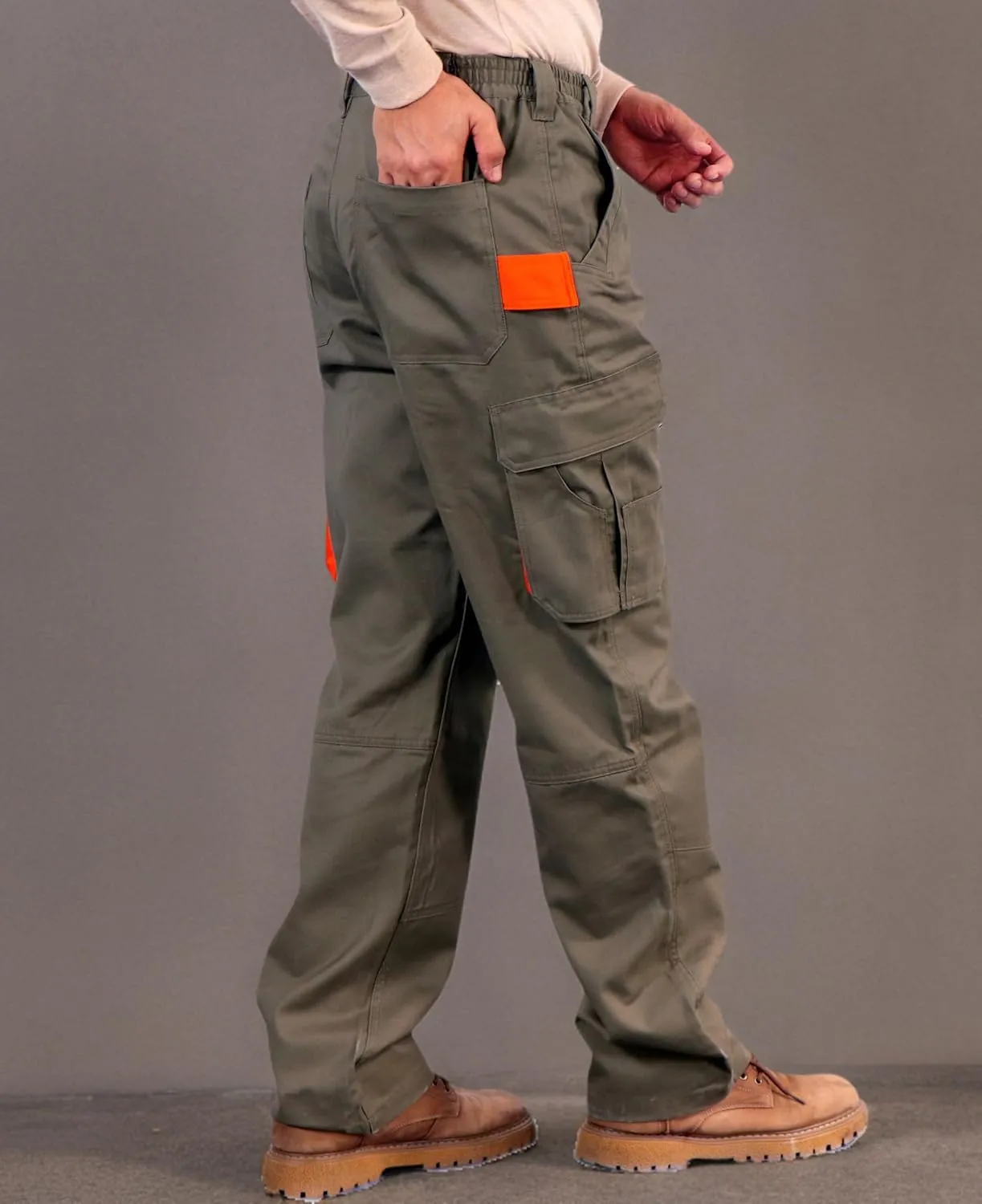 VATRENUS Men's FR Cargo Pants Flame Resistant Pants Lightweight 7.5oz 100% Cotton Fire Retardant Elastic Waist Pants