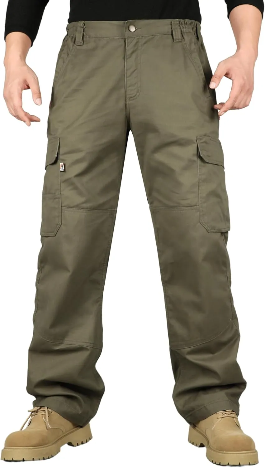 VATRENUS Men's FR Cargo Pants Flame Resistant Pants Lightweight 7.5oz 100% Cotton Fire Retardant Elastic Waist Pants