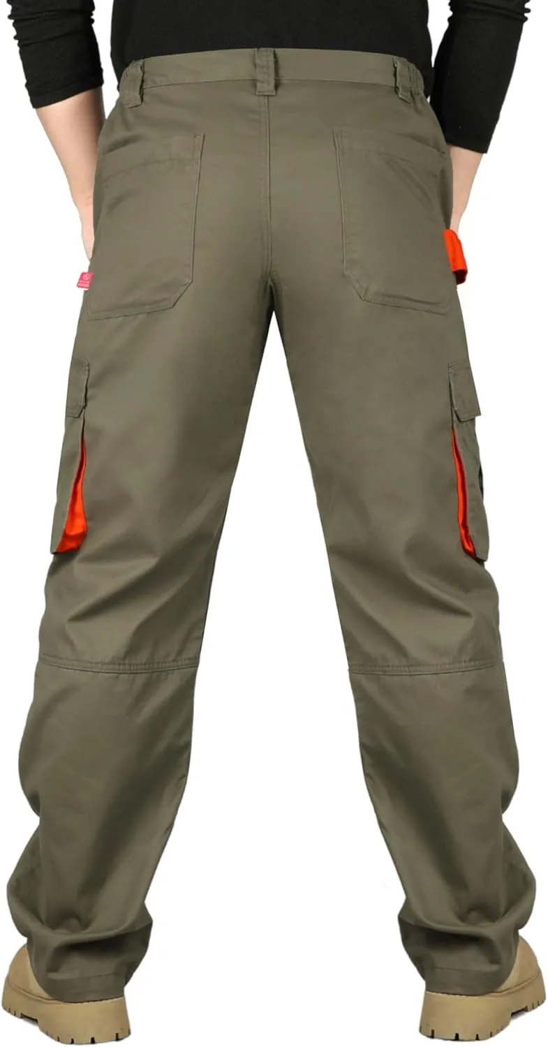 VATRENUS Men's FR Cargo Pants Flame Resistant Pants Lightweight 7.5oz 100% Cotton Fire Retardant Elastic Waist Pants
