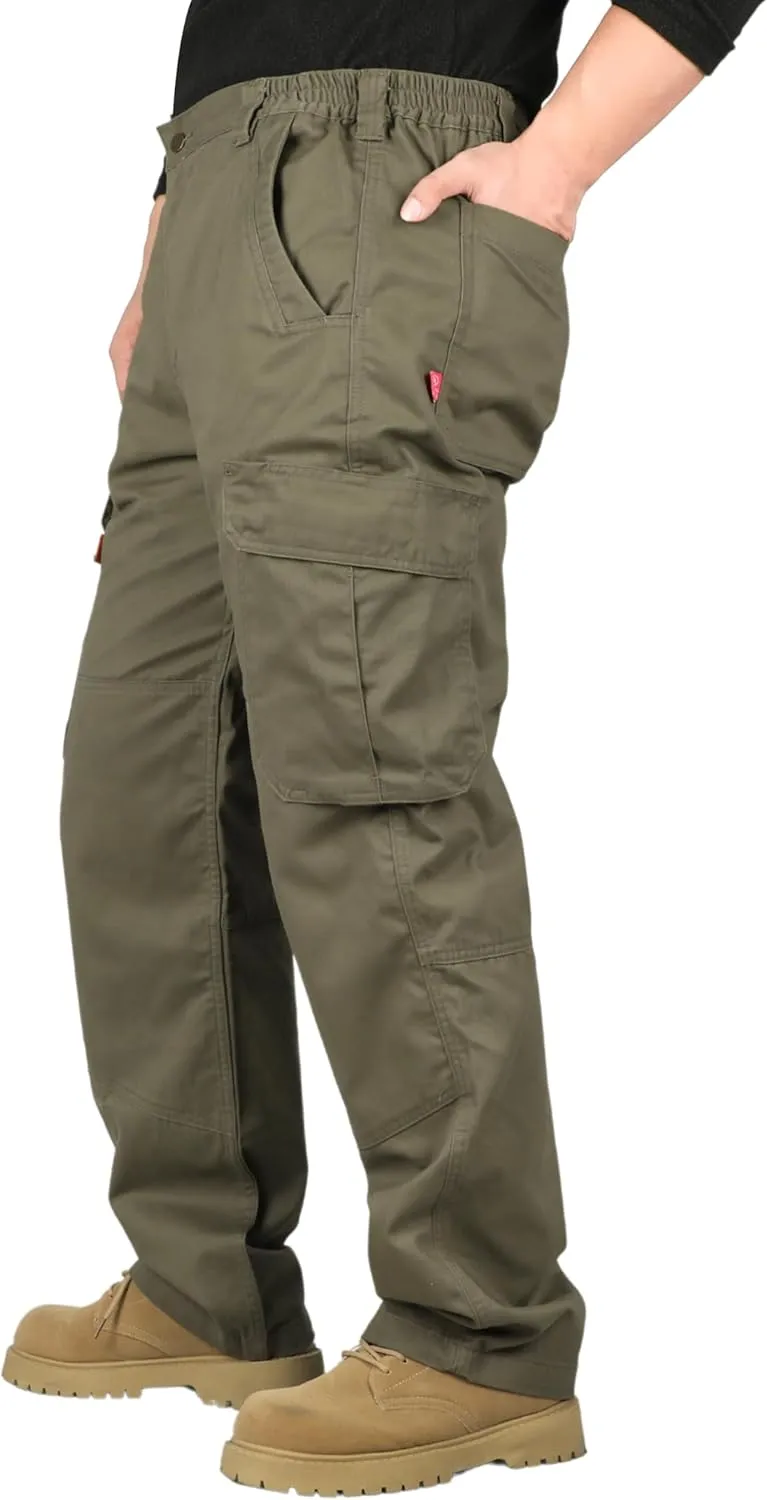 VATRENUS Men's FR Cargo Pants Flame Resistant Pants Lightweight 7.5oz 100% Cotton Fire Retardant Elastic Waist Pants