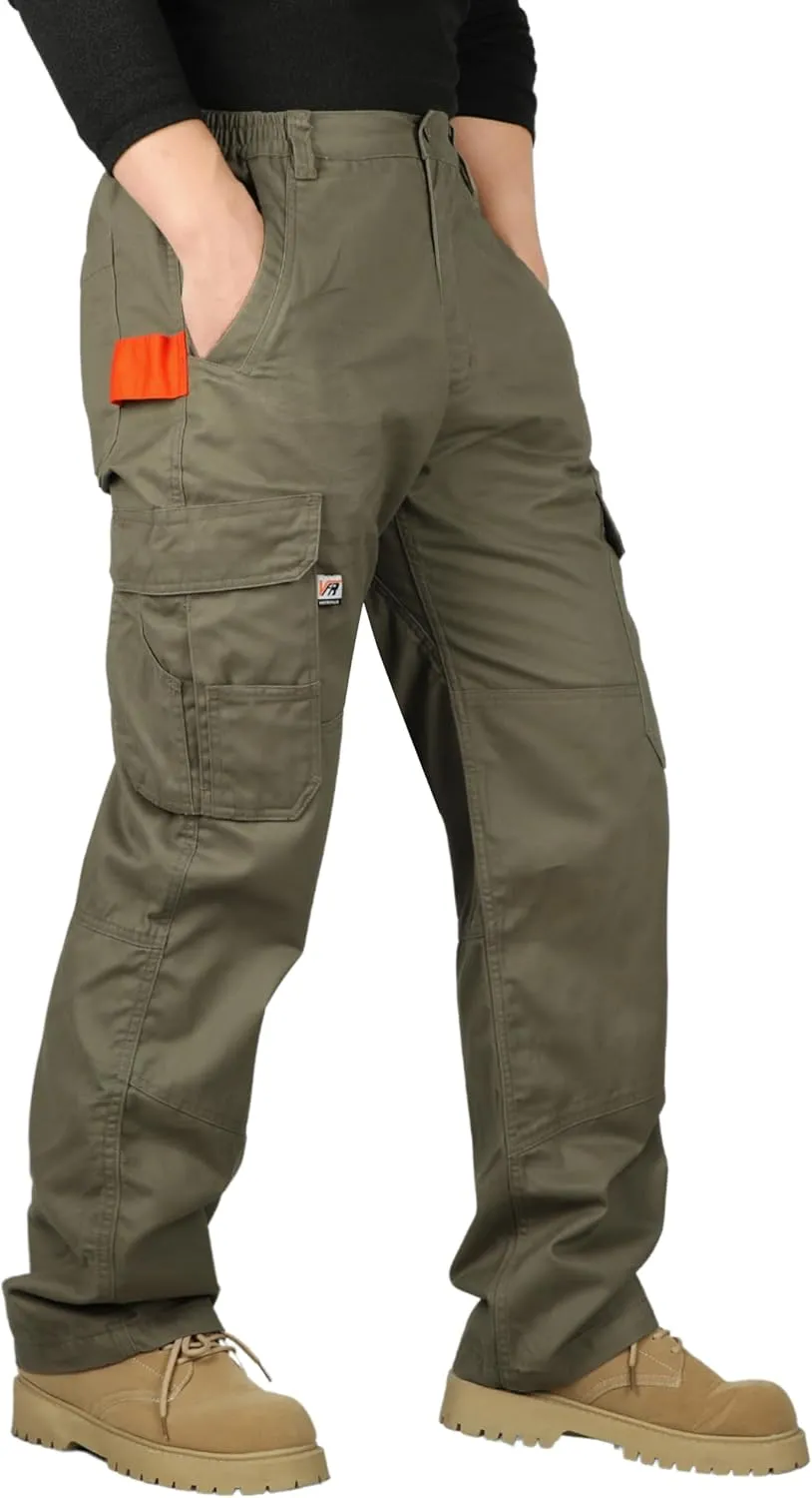 VATRENUS Men's FR Cargo Pants Flame Resistant Pants Lightweight 7.5oz 100% Cotton Fire Retardant Elastic Waist Pants