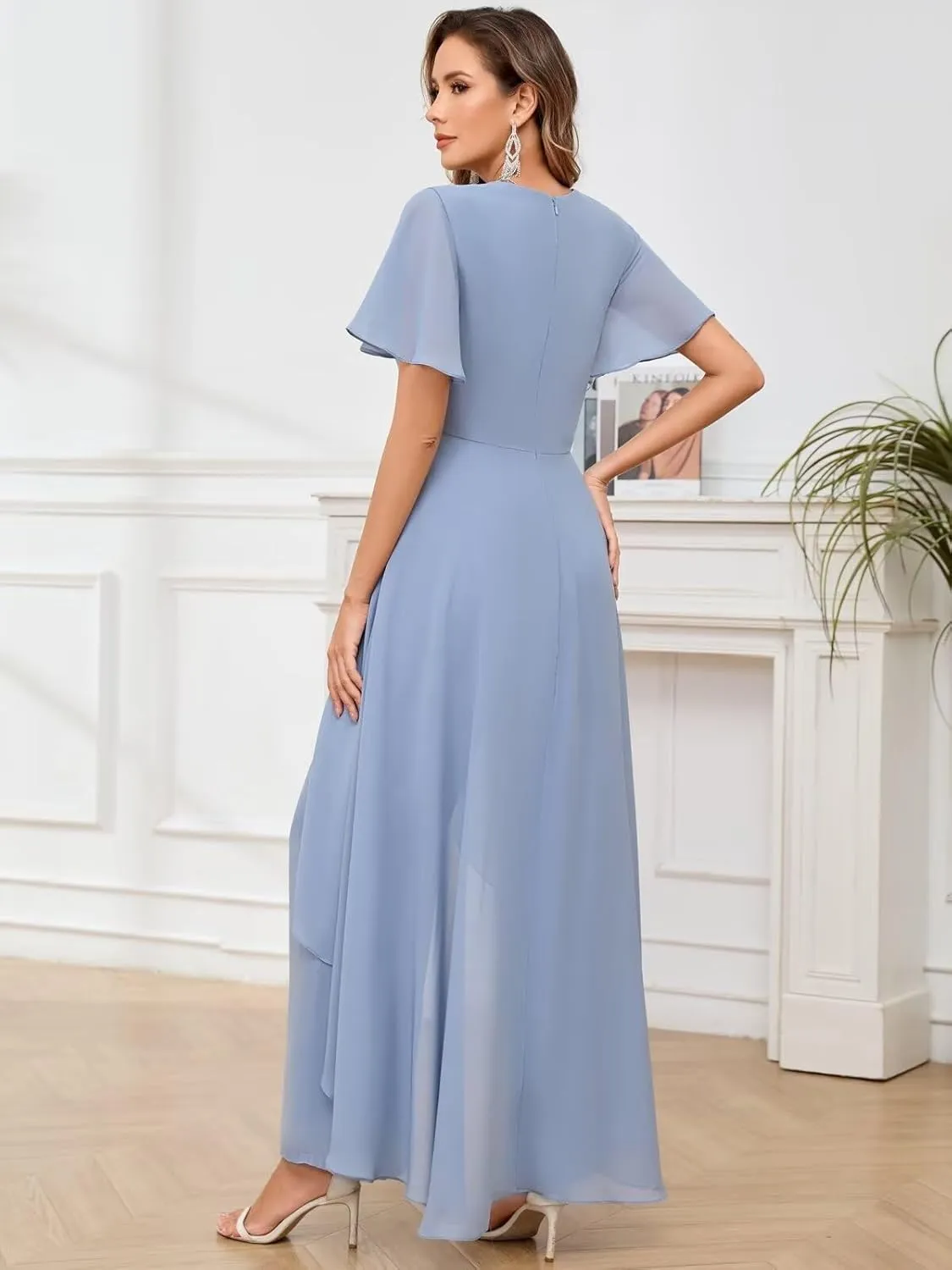 VCCICANY 2 Pieces Chiffon Mother of The Bride Pant Suits for Wedding Beaded Formal Pant Suit for Women with Sleeves
