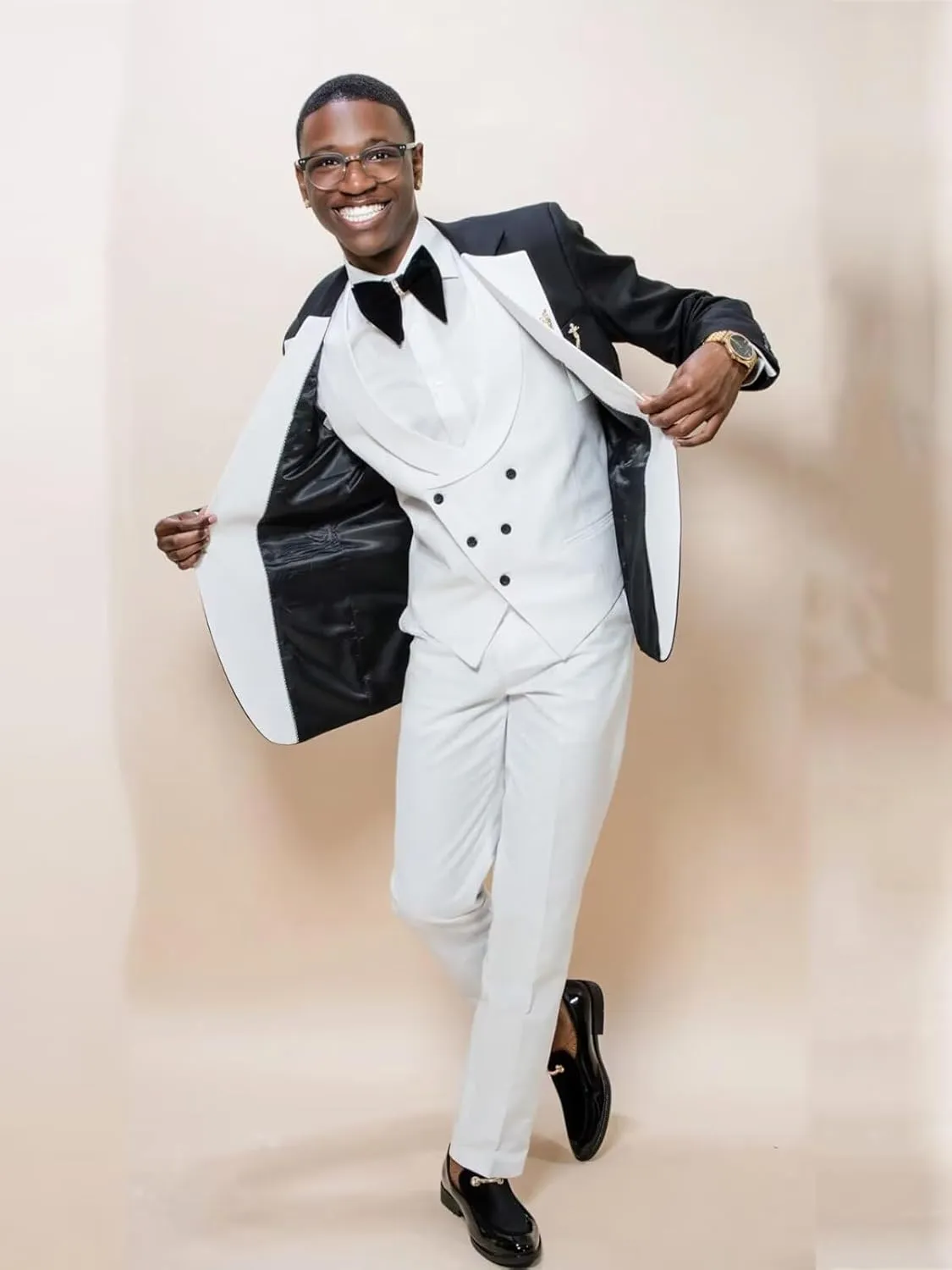 Wangyue Mens Suit Slim Fit 3 Piece Suits for Men Tuxedo Double Breasted Wedding Prom Tuxedo Party Blazer Vest Pants Set