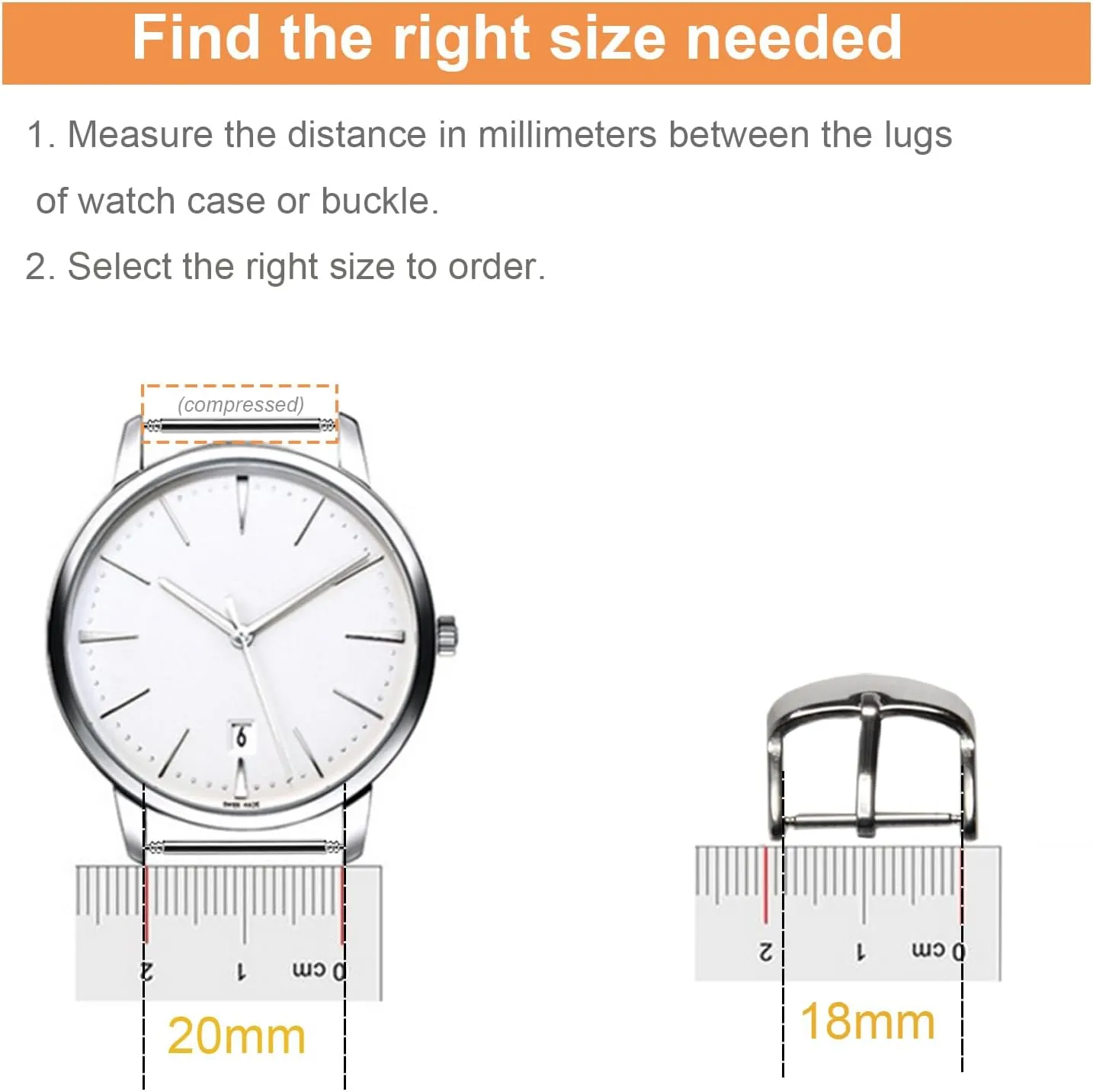 Watch Band Pins Replacement, 1.8mm Heavy Duty Spring Bars Set, Stainless Steel Springbars for Watch Band