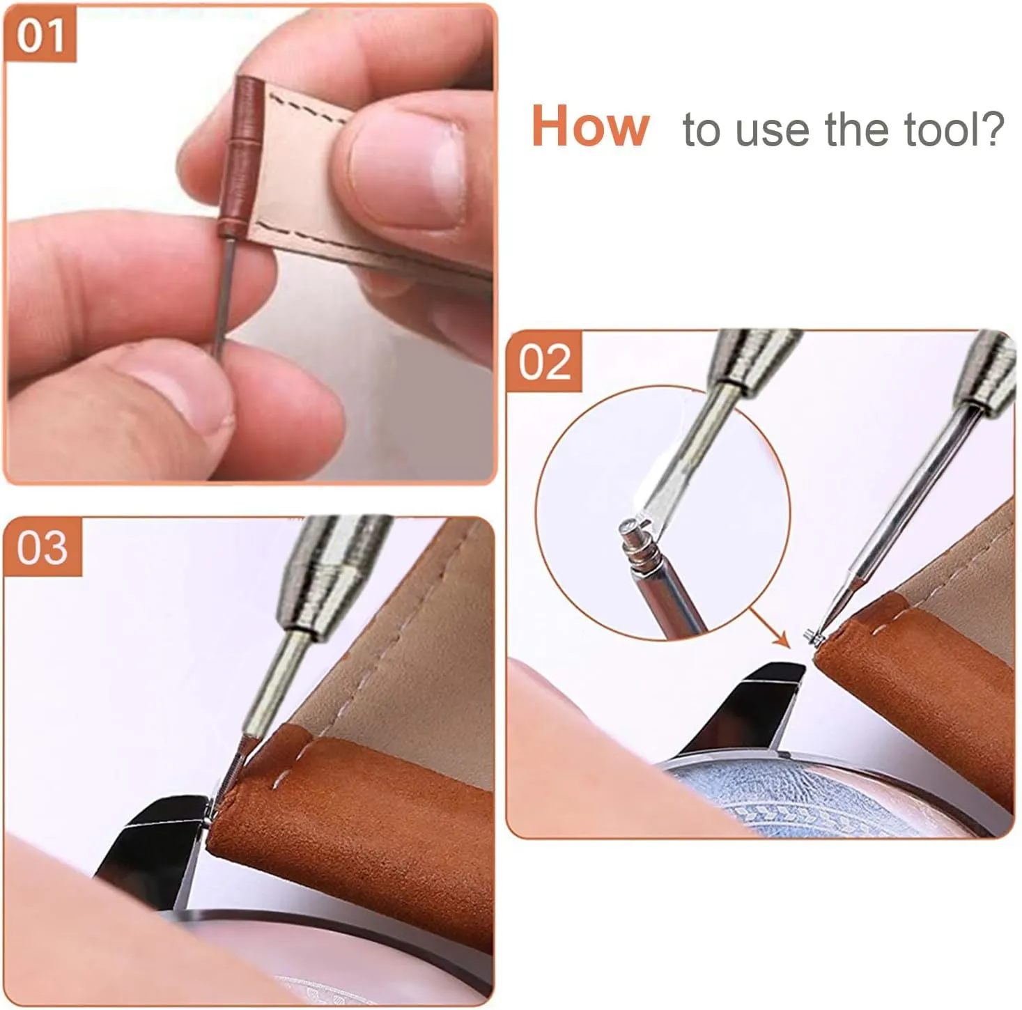 Watch Band Pins Tool Kit, 12-26mm Heavy Duty Watch Spring Bars with Removal Tool