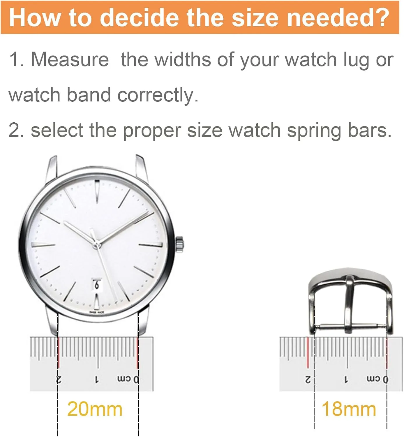 Watch Band Pins Tool Kit, 12-26mm Heavy Duty Watch Spring Bars with Removal Tool