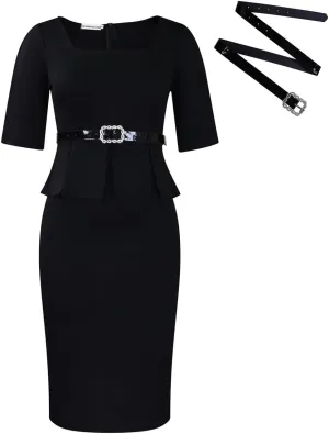Wear to Work Midi Dress for Women Business Casual A-line Bodycon Midi Dress Elegance Church Outfits