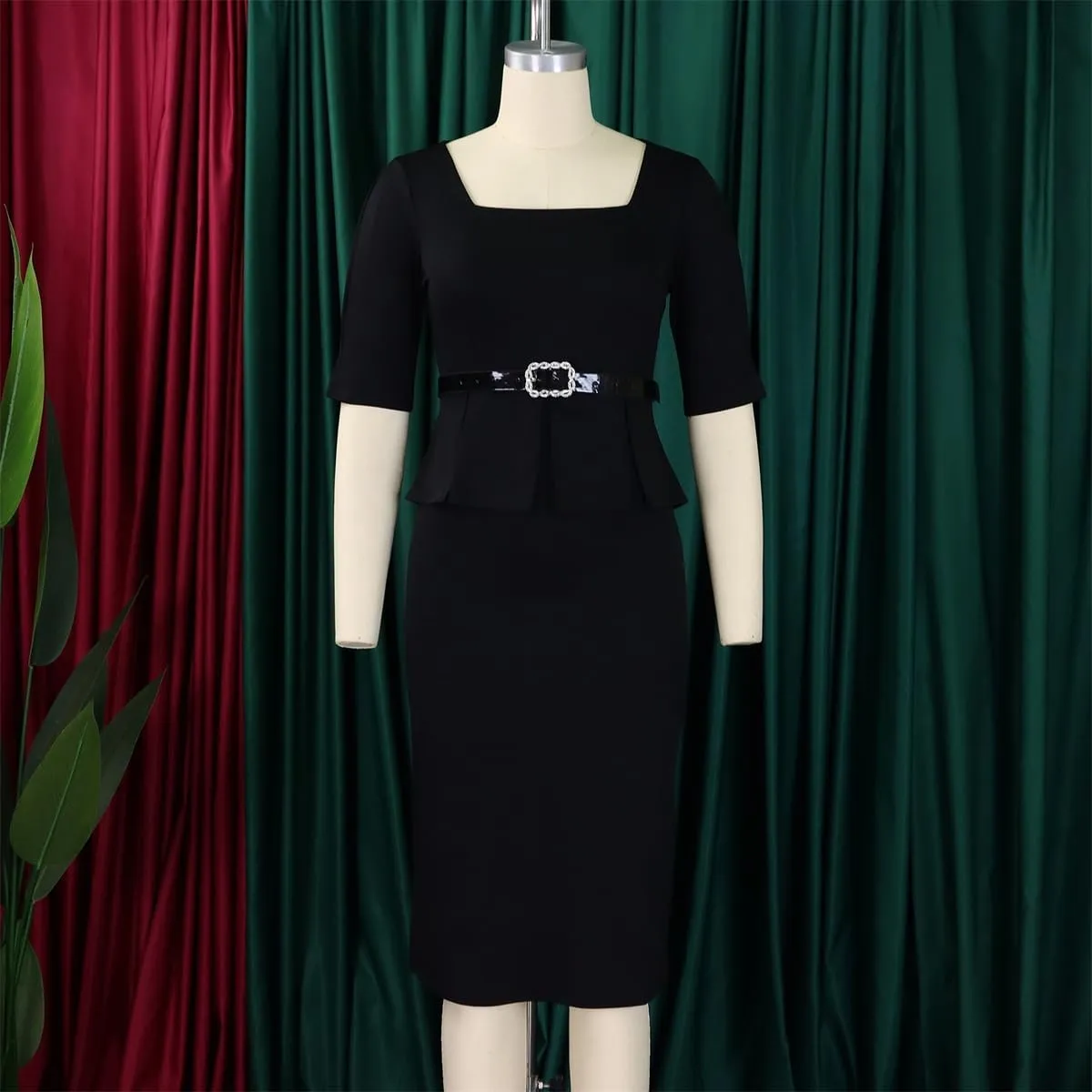 Wear to Work Midi Dress for Women Business Casual A-line Bodycon Midi Dress Elegance Church Outfits