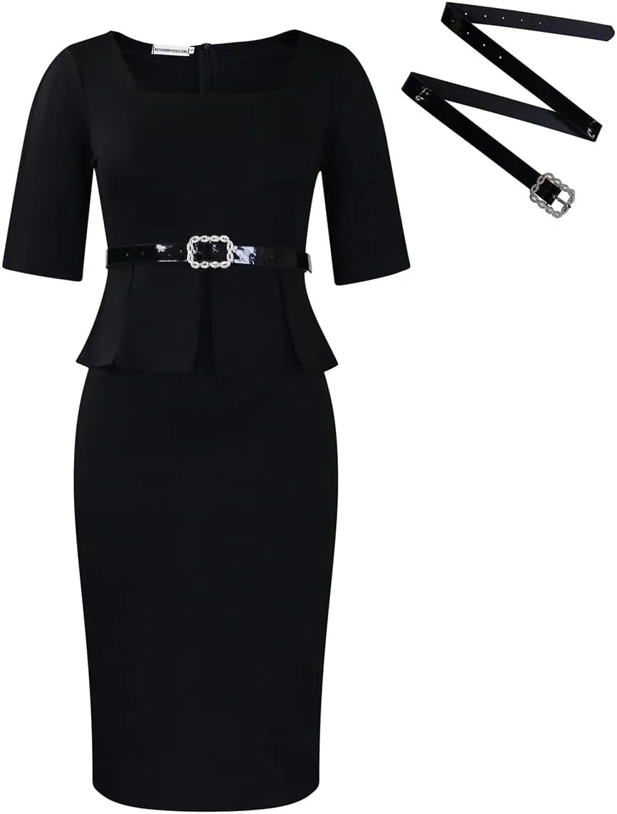 Wear to Work Midi Dress for Women Business Casual A-line Bodycon Midi Dress Elegance Church Outfits