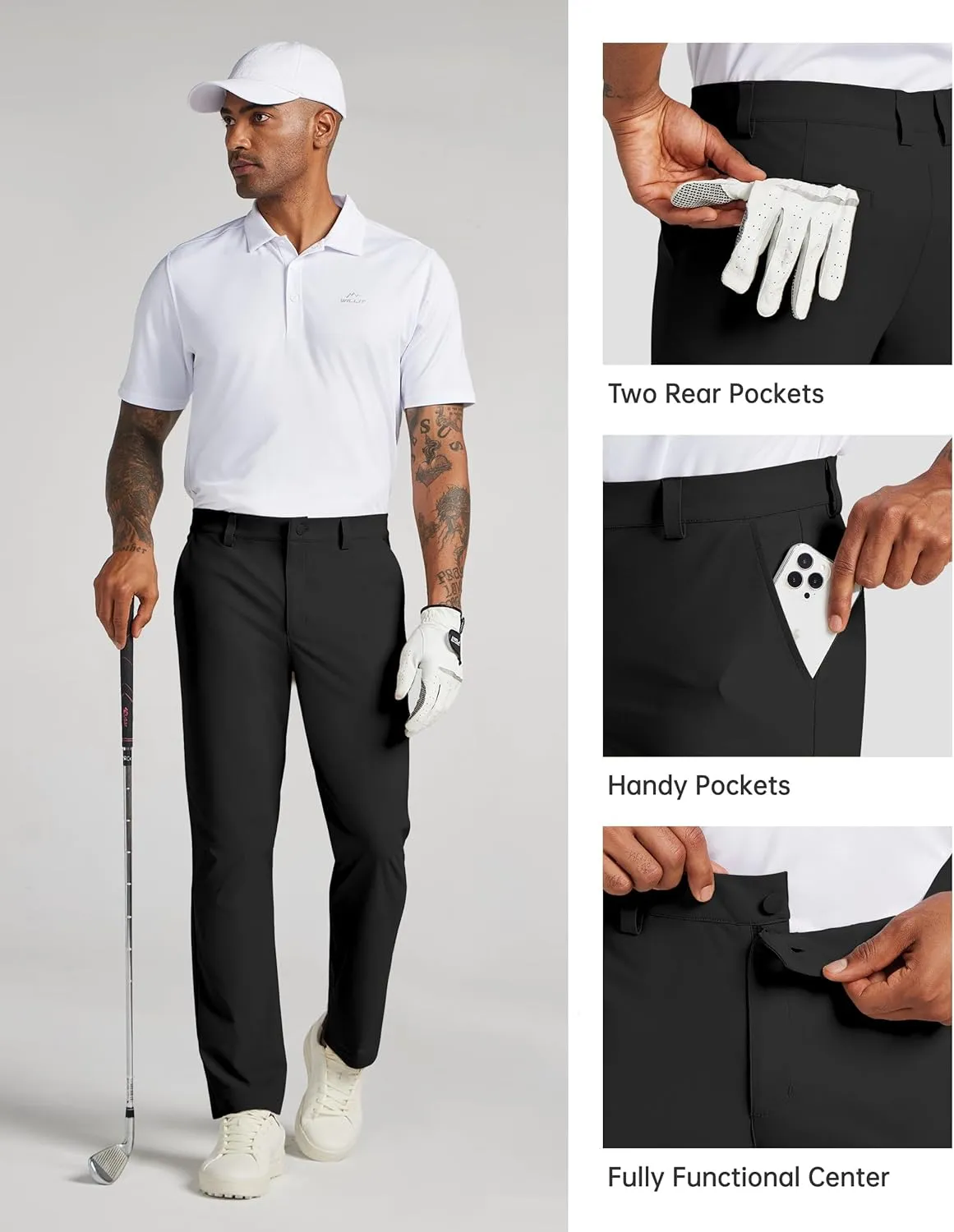 Willit Mens Golf Pants Stretch Dress Pants Quick Dry Work Business Slacks Casual Pants with 4 Pockets 30"/32"/34"