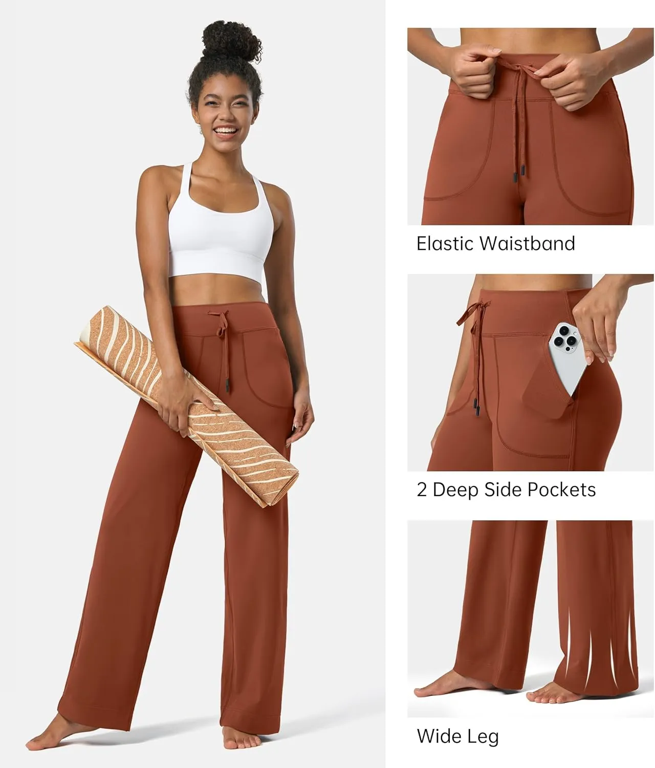 Willit Women's Wide Leg Pants Yoga Pants with Pockets High Waist Stretch Casual Lounge Comfy Pants 29" 31"