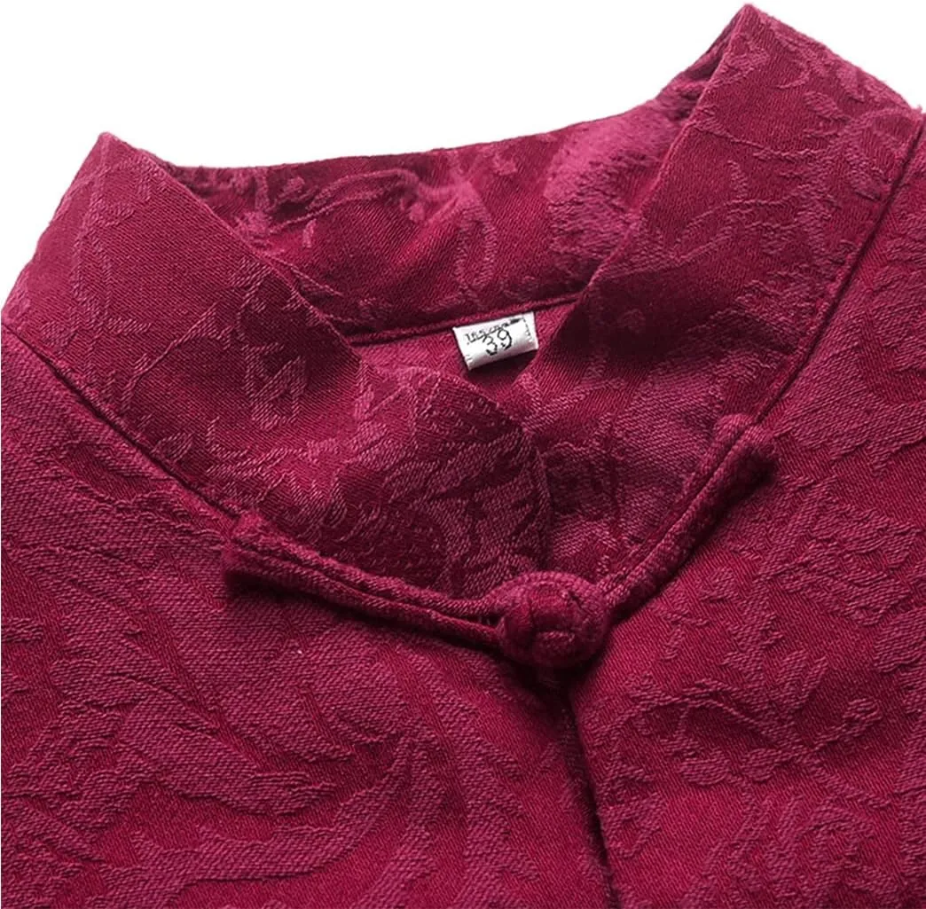 Winter Jacquard Tang Suit Men Cotton Padded Warm Kung Fu Uniform Jacket Long Sleeved Coat Tops for Seniors Men