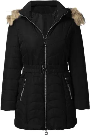 Winter Plus Size Loose Cotton Padded Jacket Long Coat Women Thick Warm Fur Collar Hooded Parka
