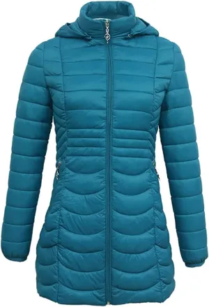 Women Long Ultralight Padded Jacket With Hood Winter Slim Coat Cotton Warm Parka
