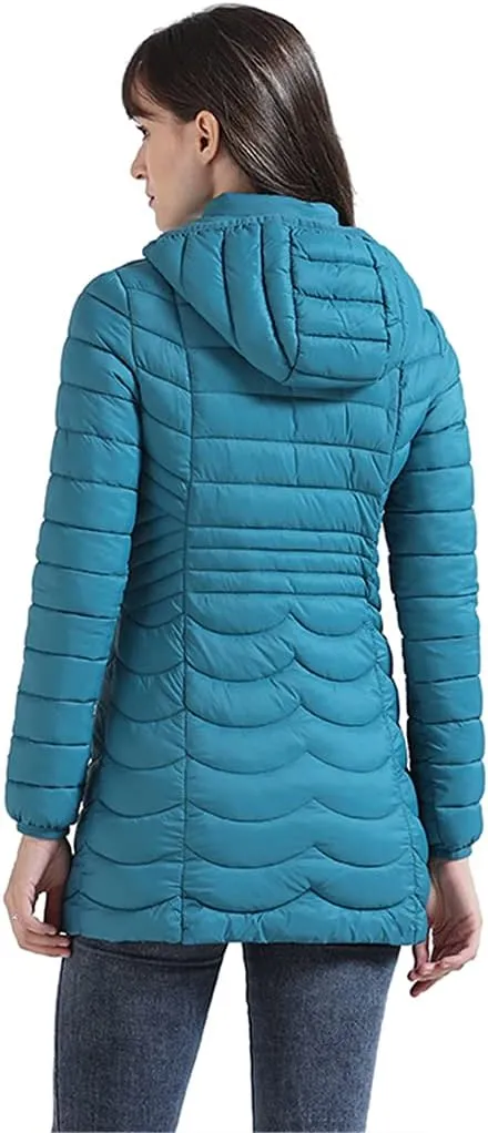 Women Long Ultralight Padded Jacket With Hood Winter Slim Coat Cotton Warm Parka