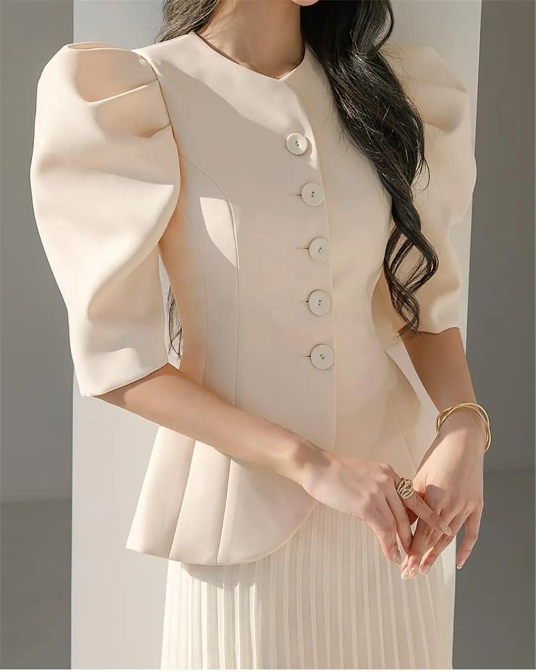 Women Single Breasted Coat Jacket & Pleated Long Skirts Sets Lady Office Work Suit