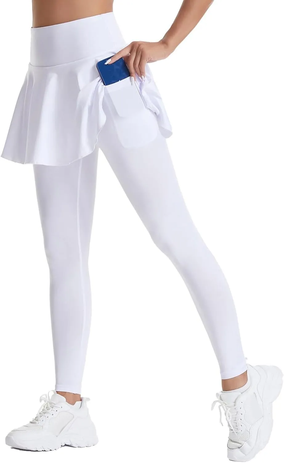 Women Tennis Skirted Leggings with Pockets Athletic Pleated Skirts with Leggings Workout Active Skort Yoga Pants