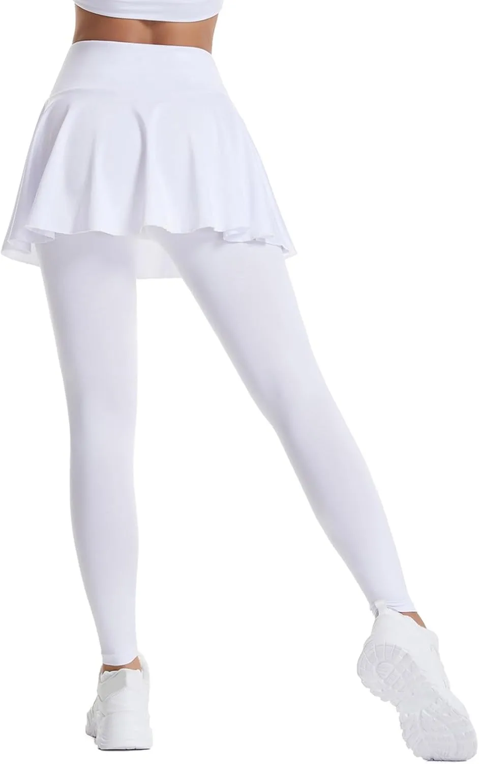 Women Tennis Skirted Leggings with Pockets Athletic Pleated Skirts with Leggings Workout Active Skort Yoga Pants