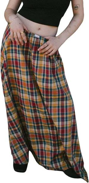 Women Vintage Plaid Maxi Skirt Elastic Waist Low Rise Gingham A Line Long Skirt Y2K Retro Swing Flowy Skirt Beachwear