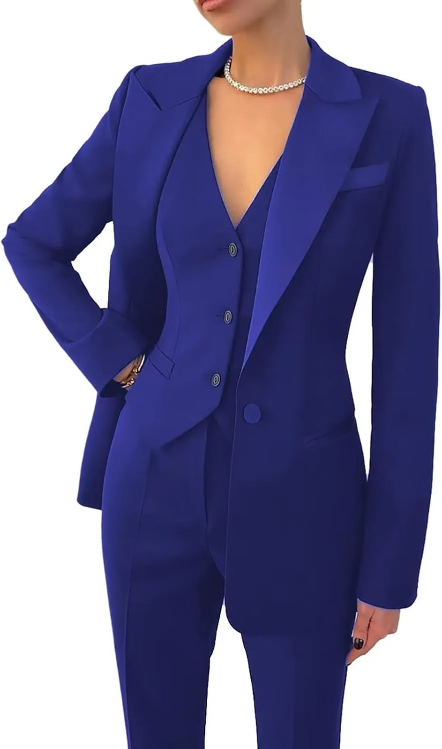 Women's 3 Piece Office Lady Suit Set for Business - Casual Blazer Pant Set for Work