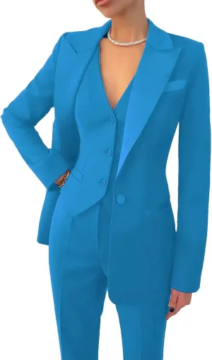 Women's 3 Piece Office Lady Suit Set for Business - Casual Blazer Pant Set for Work