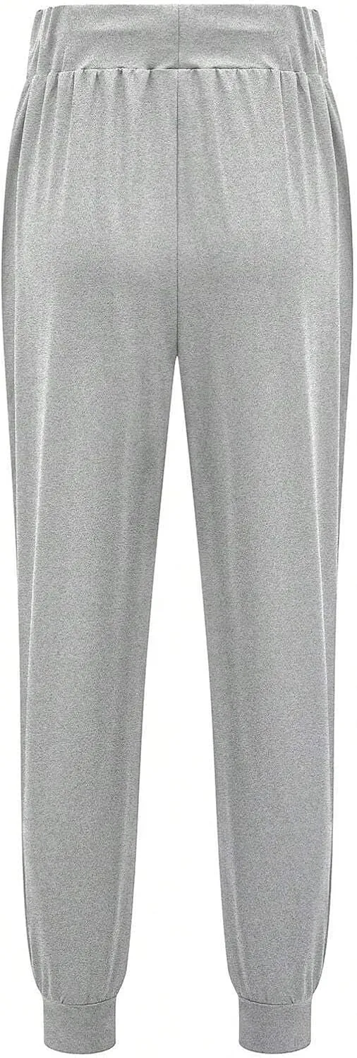 Women's casual sports work pants Solid Color Casual Drawstring Waist Harem Pants