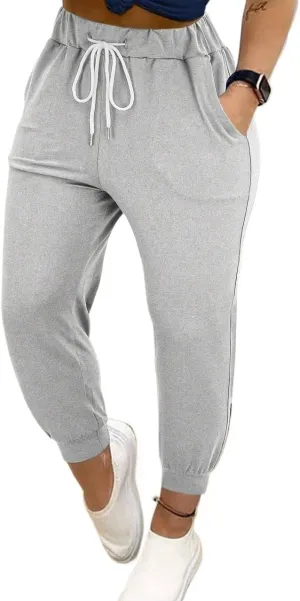 Women's casual sports work pants Solid Color Casual Drawstring Waist Harem Pants