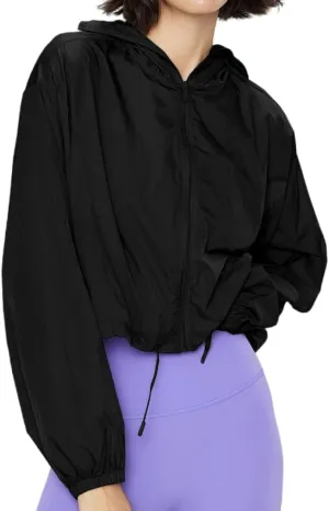 Women's Color Block Athletic Running Yoga Long Sleeve Cropped Zip Up Workout Shirt Track Jacket Quick Dry Tops