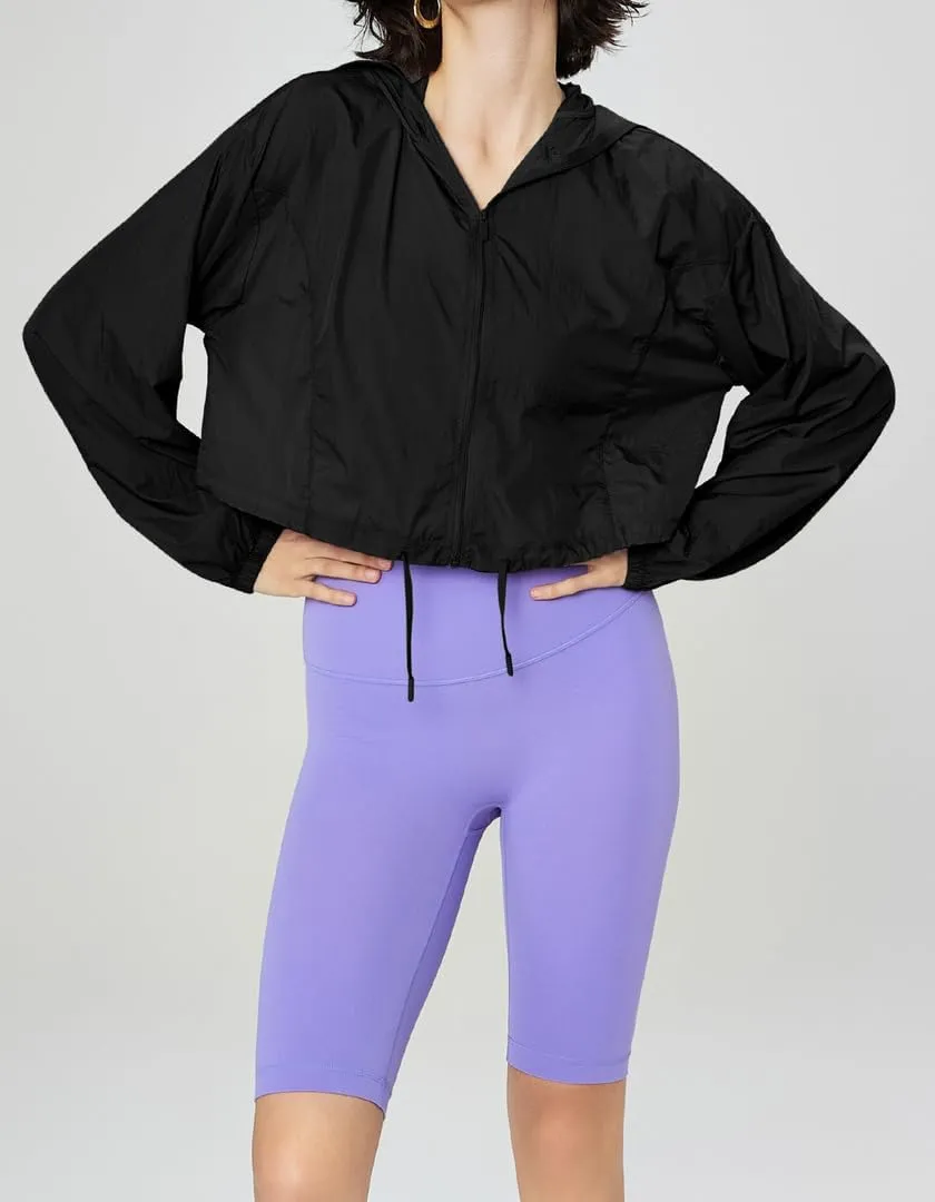 Women's Color Block Athletic Running Yoga Long Sleeve Cropped Zip Up Workout Shirt Track Jacket Quick Dry Tops