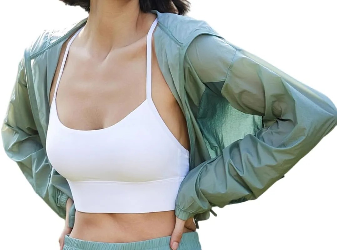 Women's Color Block Athletic Running Yoga Long Sleeve Cropped Zip Up Workout Shirt Track Jacket Quick Dry Tops