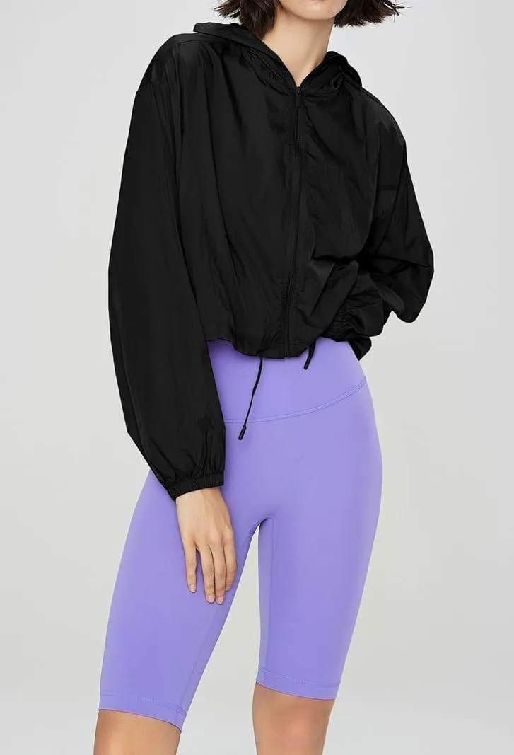 Women's Color Block Athletic Running Yoga Long Sleeve Cropped Zip Up Workout Shirt Track Jacket Quick Dry Tops