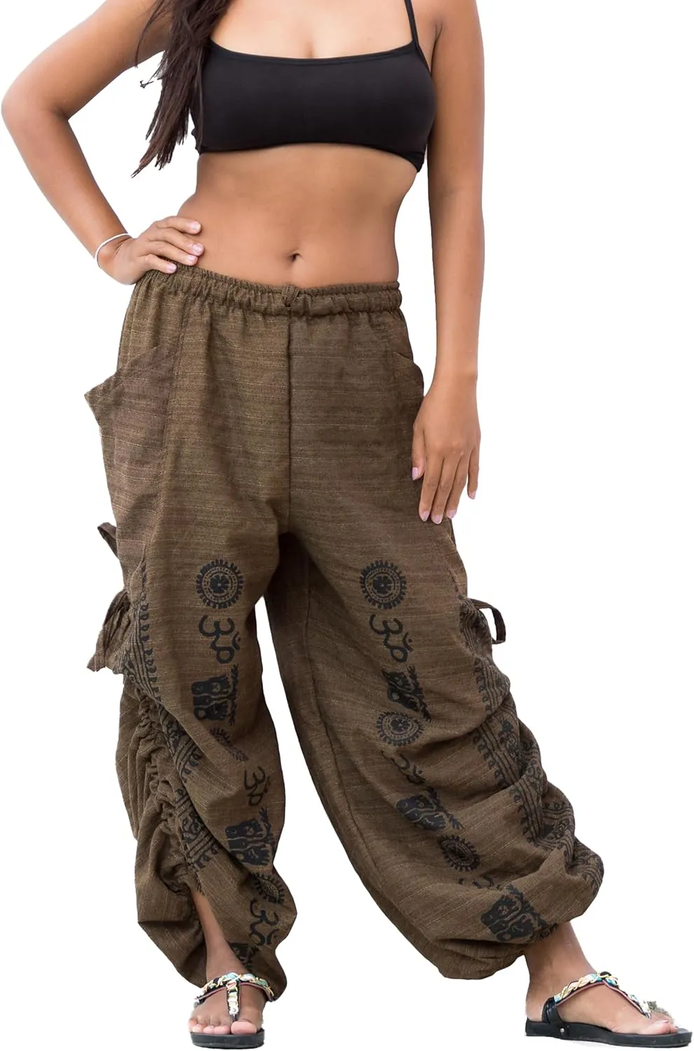Women's Harem Cotton Pants Loose Fit Comfy Yoga Pants with Pockets